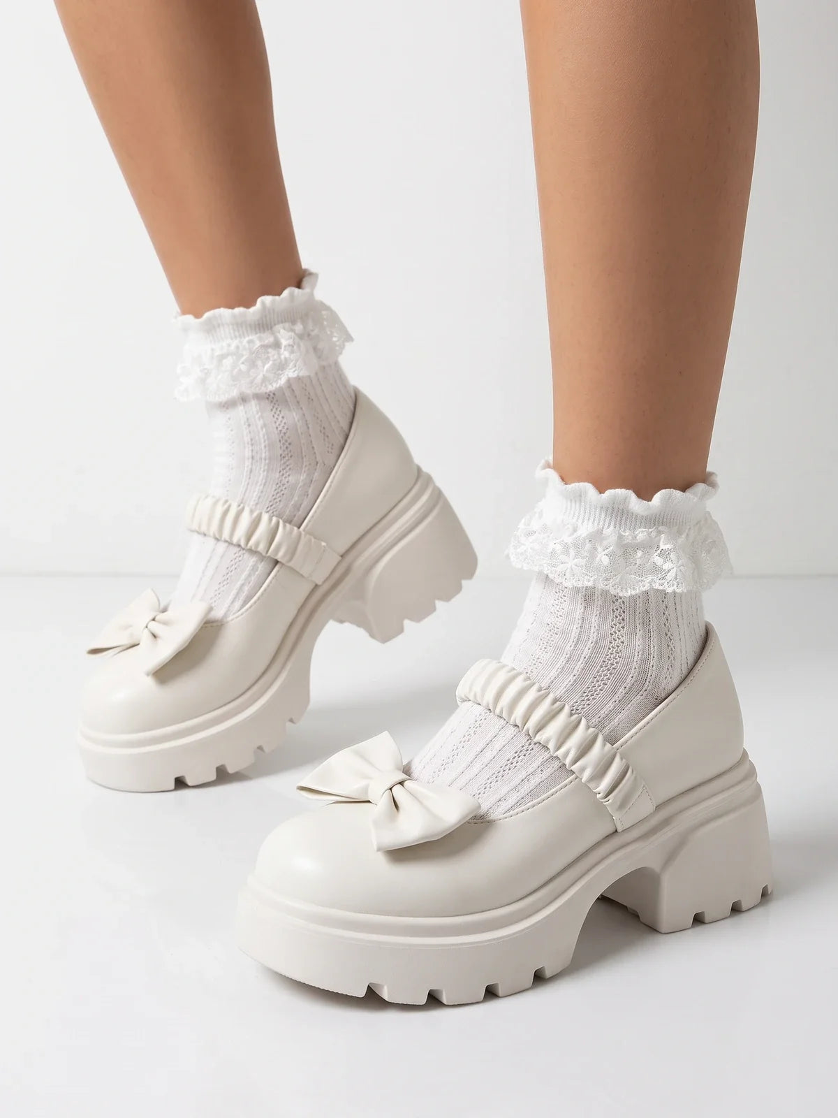Mireil Bow Lug Sole Mary Janes