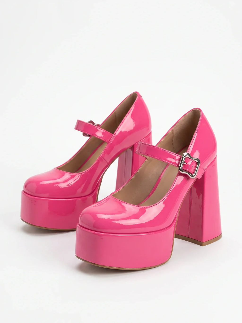 Zorina Hot Pink Patent Mary Jane Heels
