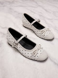 Zeline Polka Dot Suede Mary Jane Flats