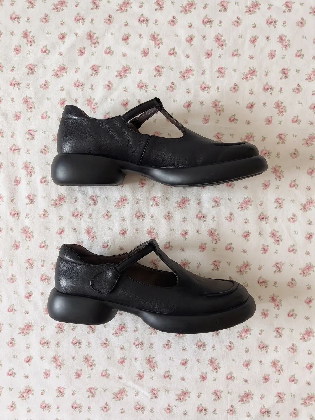 Alouette Matte Leather T-Bar Platforms