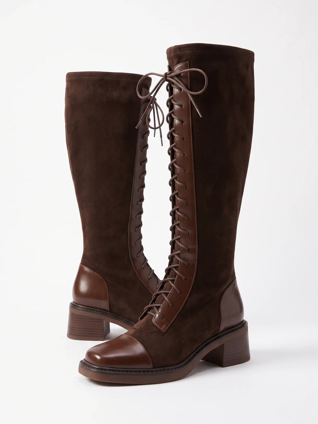 Leonie Two-Tone Lace-Up Boots