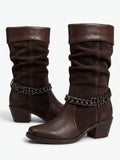 Ombelline Suede Chain Mid-Calf Boots