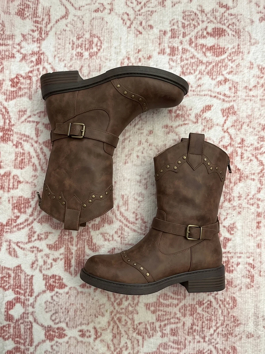 Zibellion Studded Western Ankle Boots