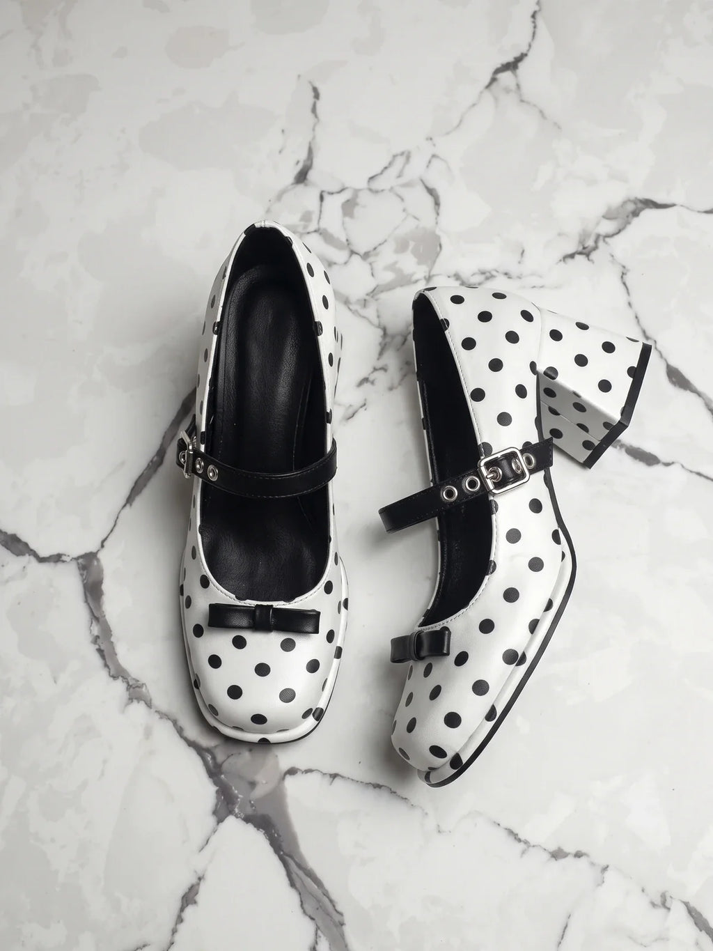 Zibeline Polka Dot Bow Mary Jane Heels