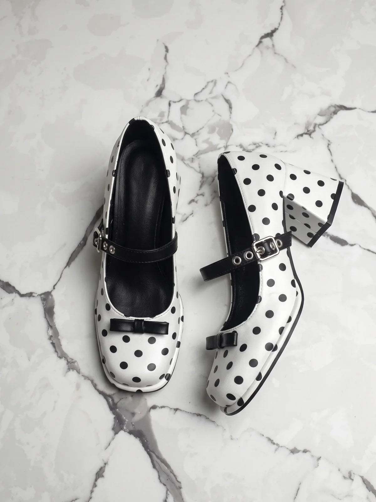 Zibeline Polka Dot Bow Mary Jane Heels