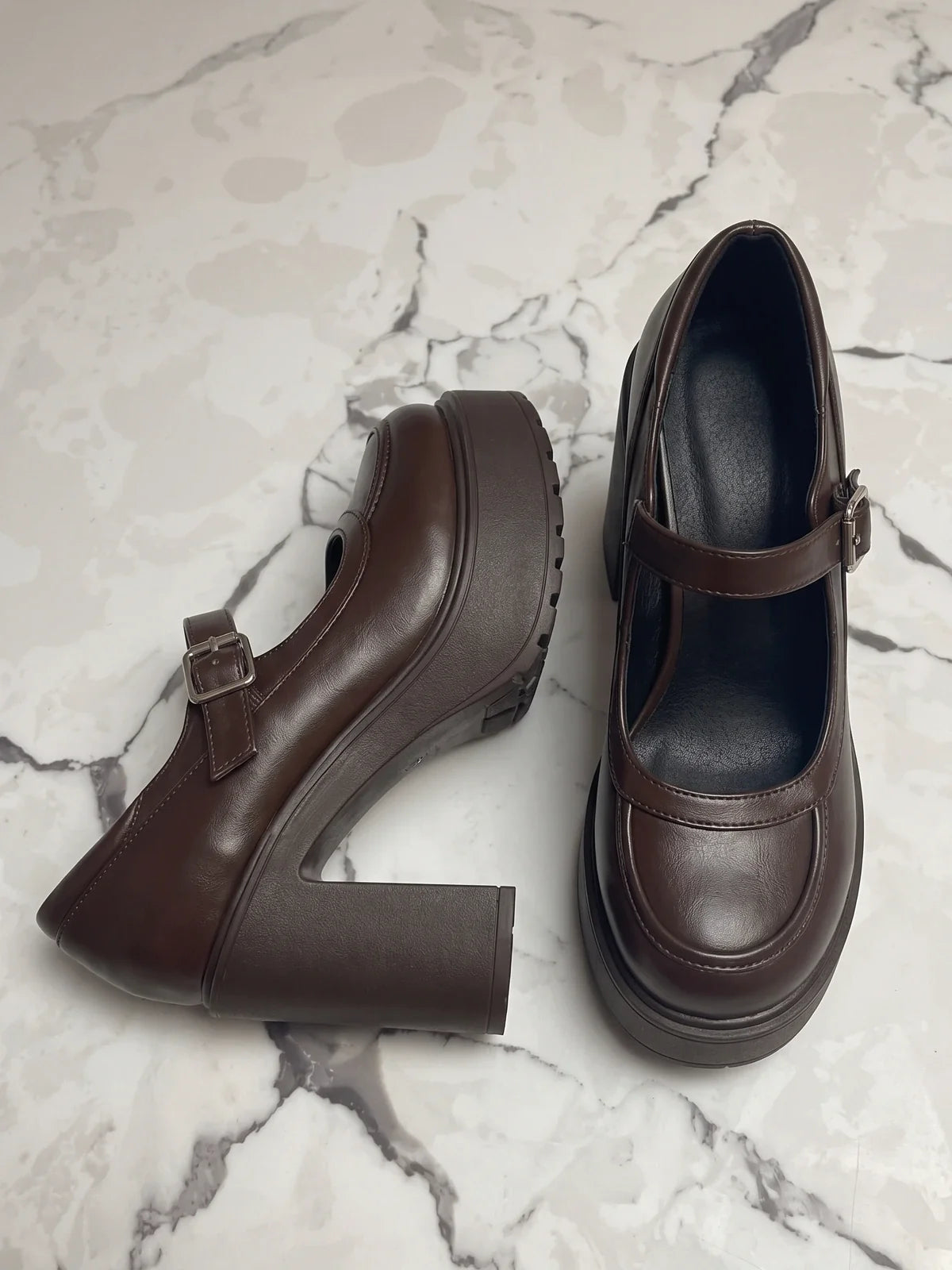 Marichelle Dark Brown Platform Mary Janes