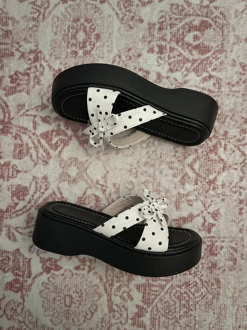 Ariane Polka Dot Platform Mules