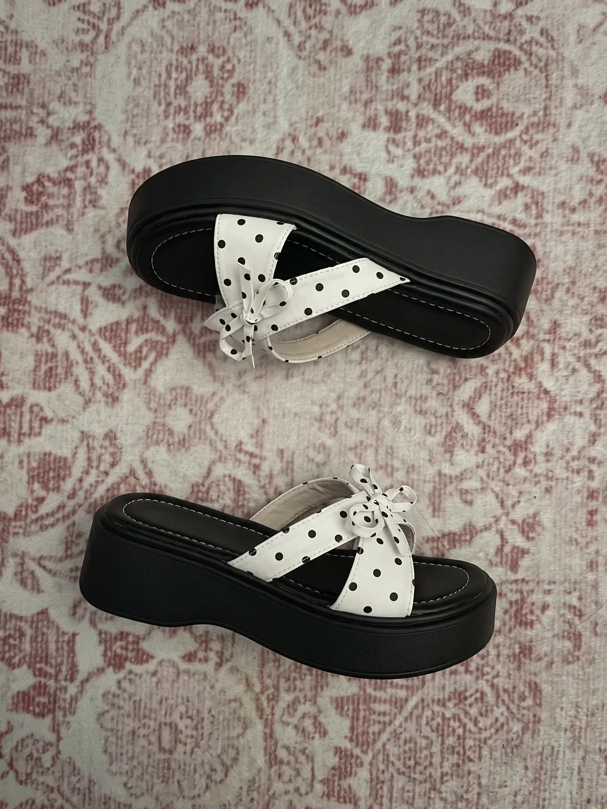 Ariane Polka Dot Platform Mules