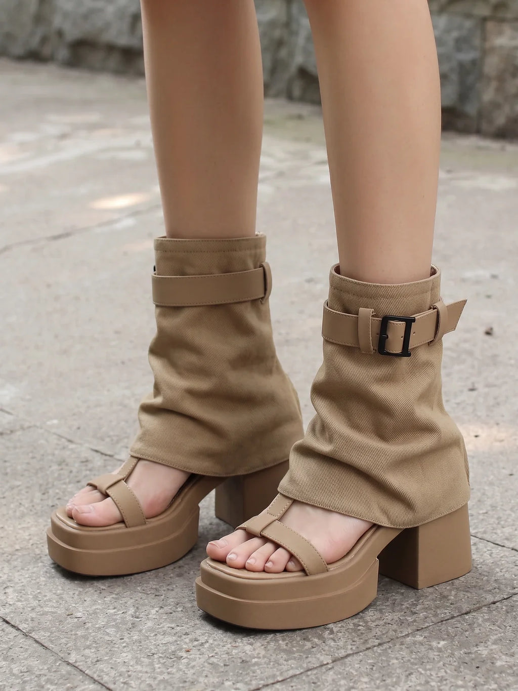 Sandrine Canvas Platform Boot Sandals