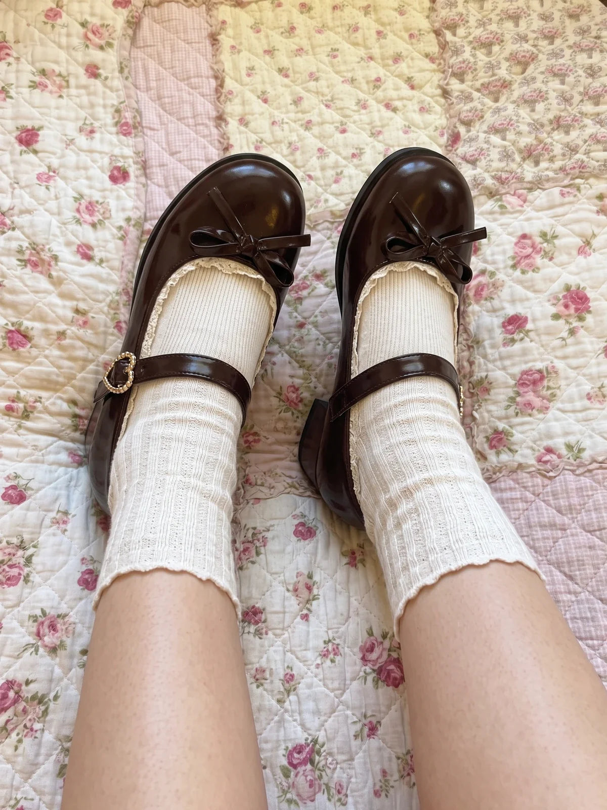 Mignettelle Heart-Buckle Lace Mary Jane Heels