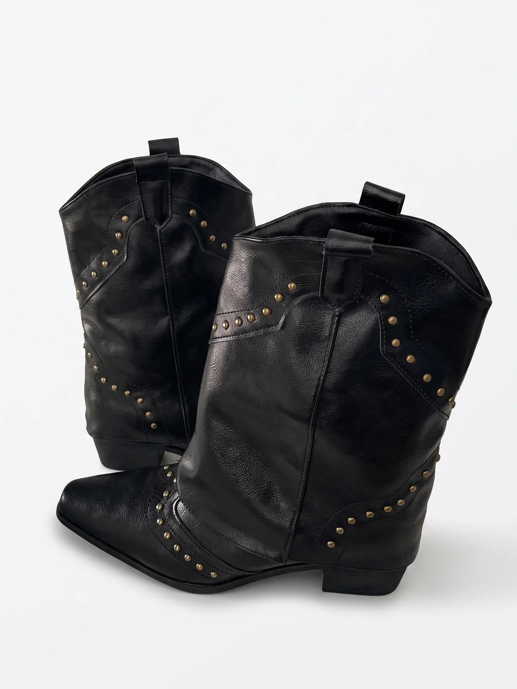 Solene Studded Western Mid-Calf Boots