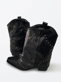 Solene Studded Western Mid-Calf Boots