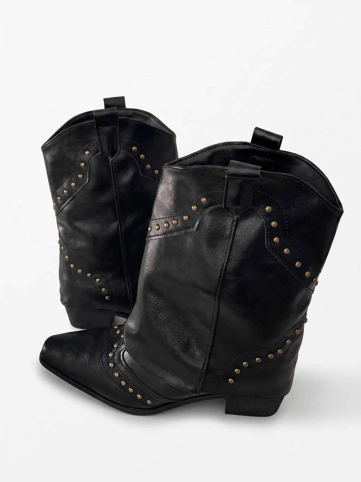 Solene Studded Western Mid-Calf Boots