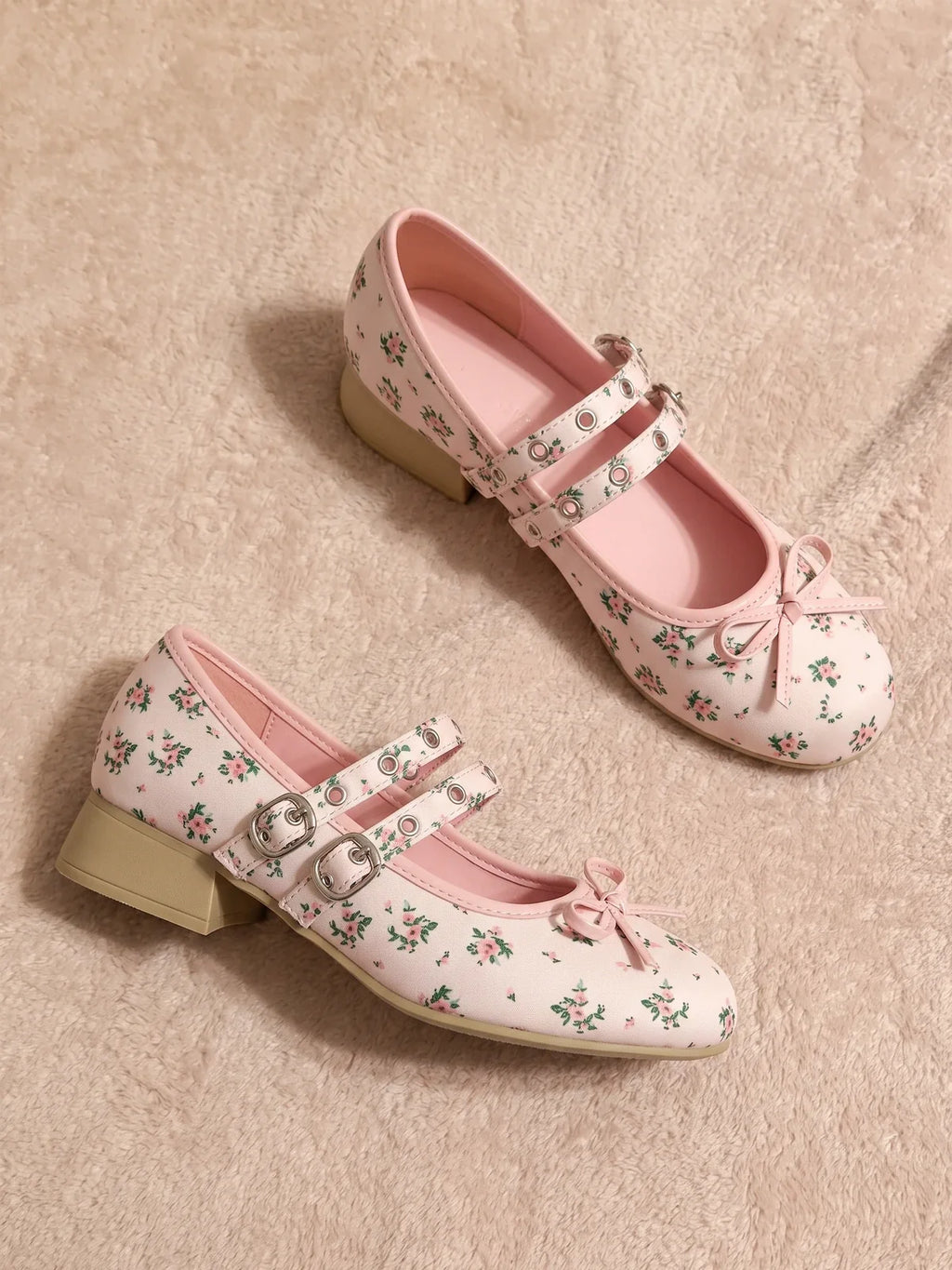 Pink Meadow Buckle Mary Janes