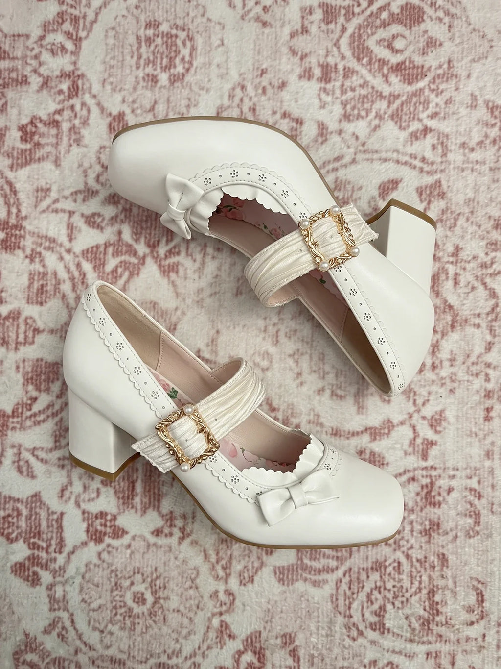 Mirelline Pearl Buckle Mary Jane Heels
