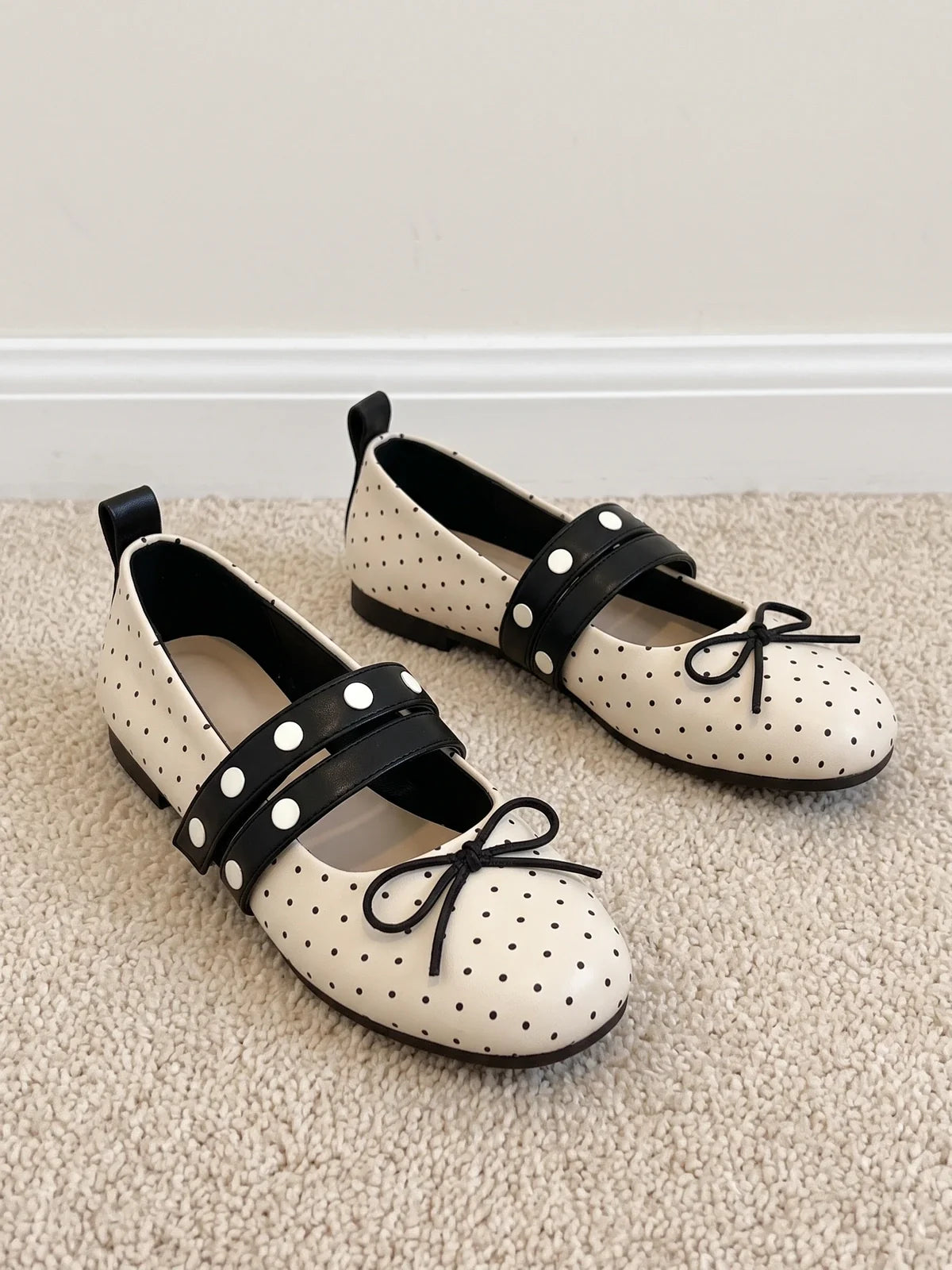 Mirettia Polka Dot Mary Jane Flats