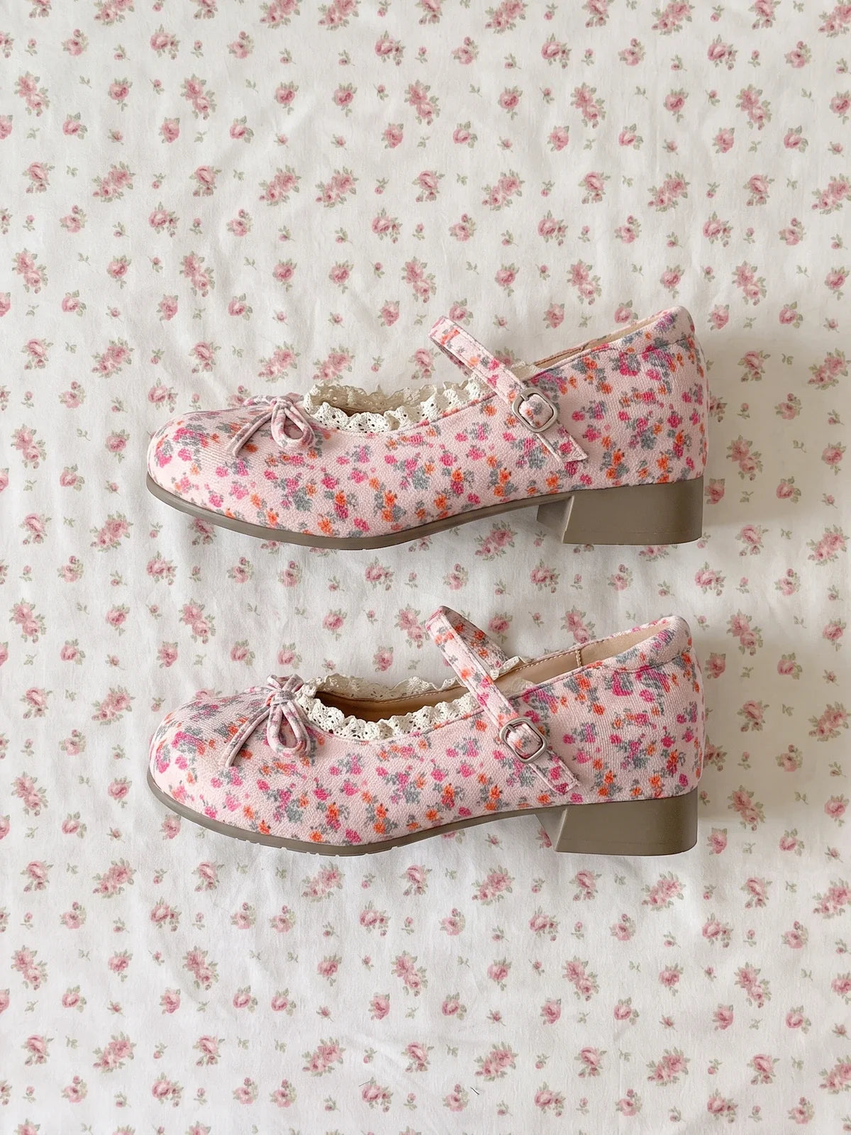 Giselle Floral Lace Bow Mary Janes