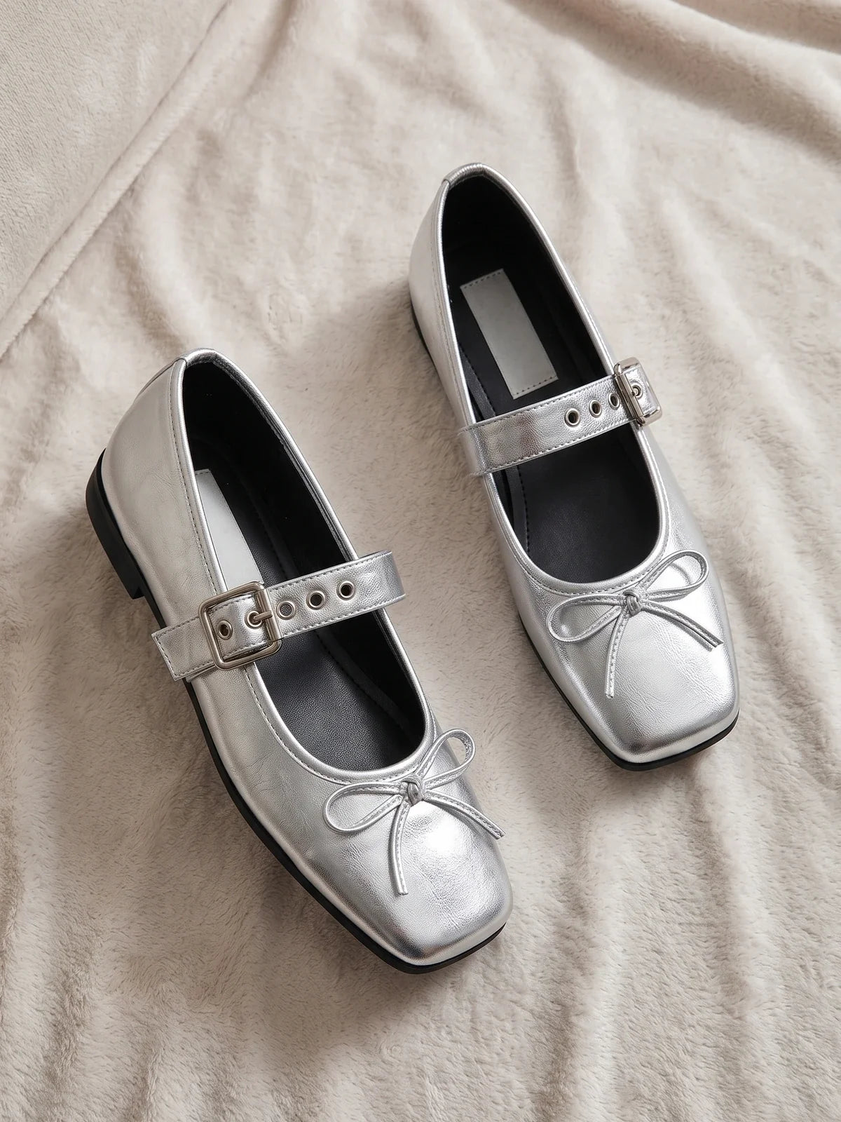 Vincette Silver Bow Mary Jane Flats