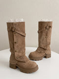 Ottavia Suede Buckle Knee-High Boots