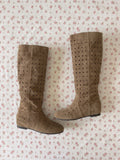 Vivienne Perforated Suede Knee-High Boots