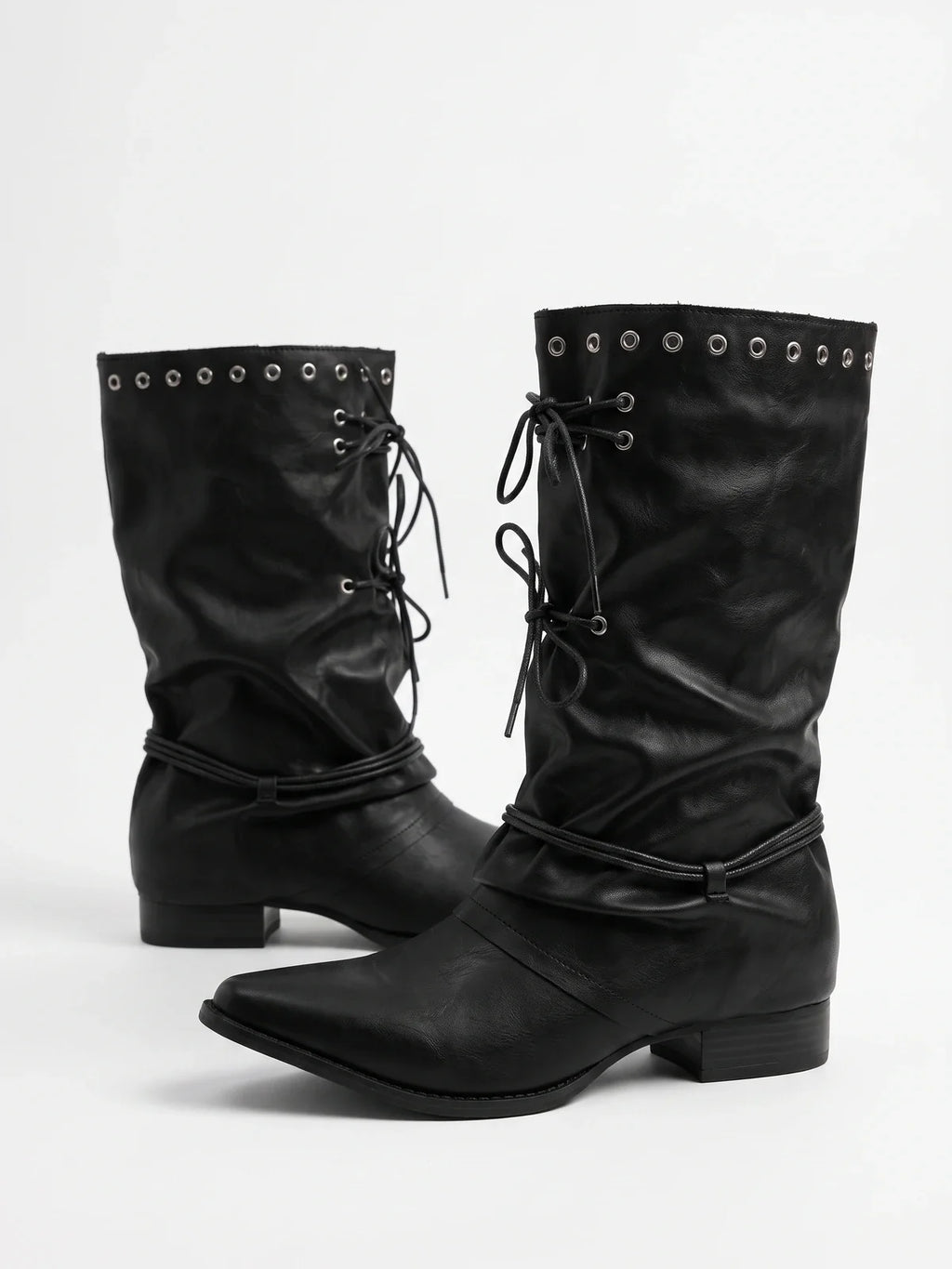 Cleo Pointed Corset-Tie Boots