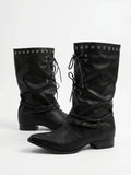 Cleo Pointed Corset-Tie Boots