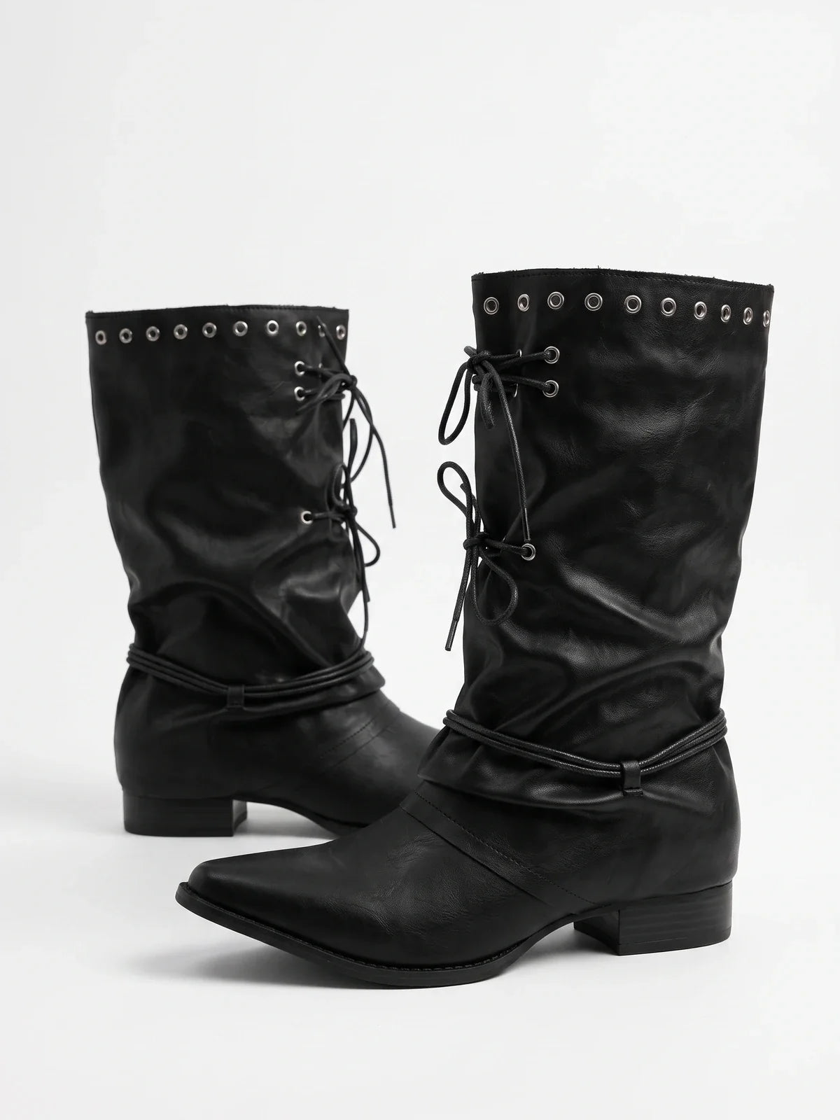 Cleo Pointed Corset-Tie Boots