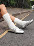 Coquelicot Metallic Bow Mary Jane Flats
