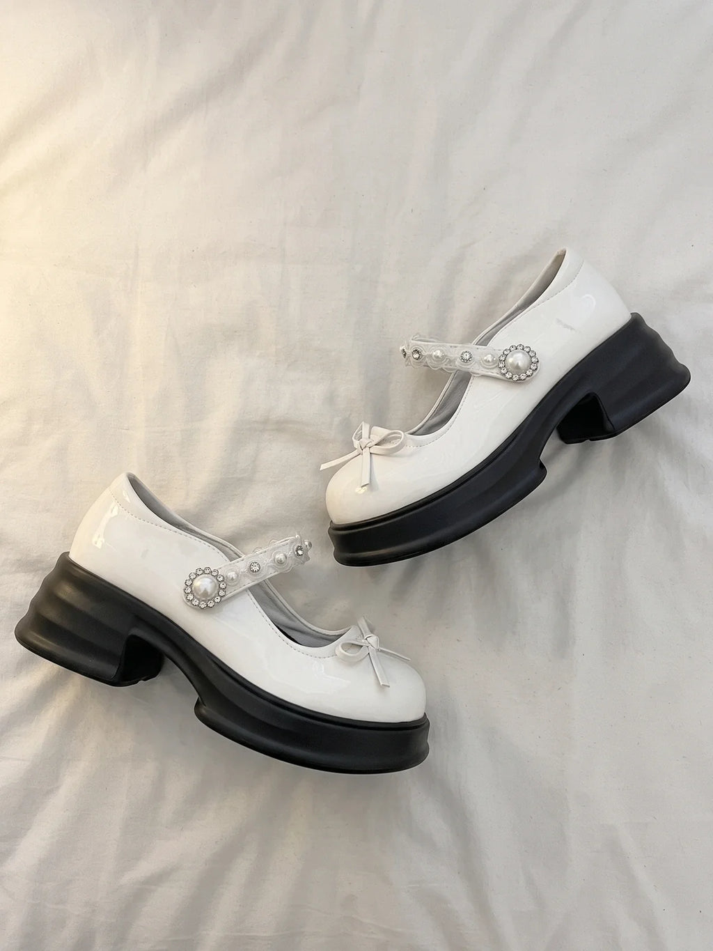 Ottaviolette Pearl Bow Platform Mary Janes