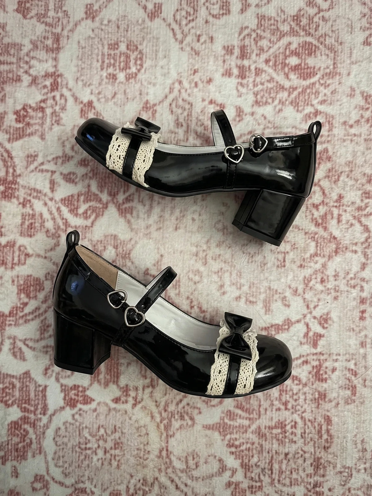 Fleurie Lace Bow Mary Jane Heels