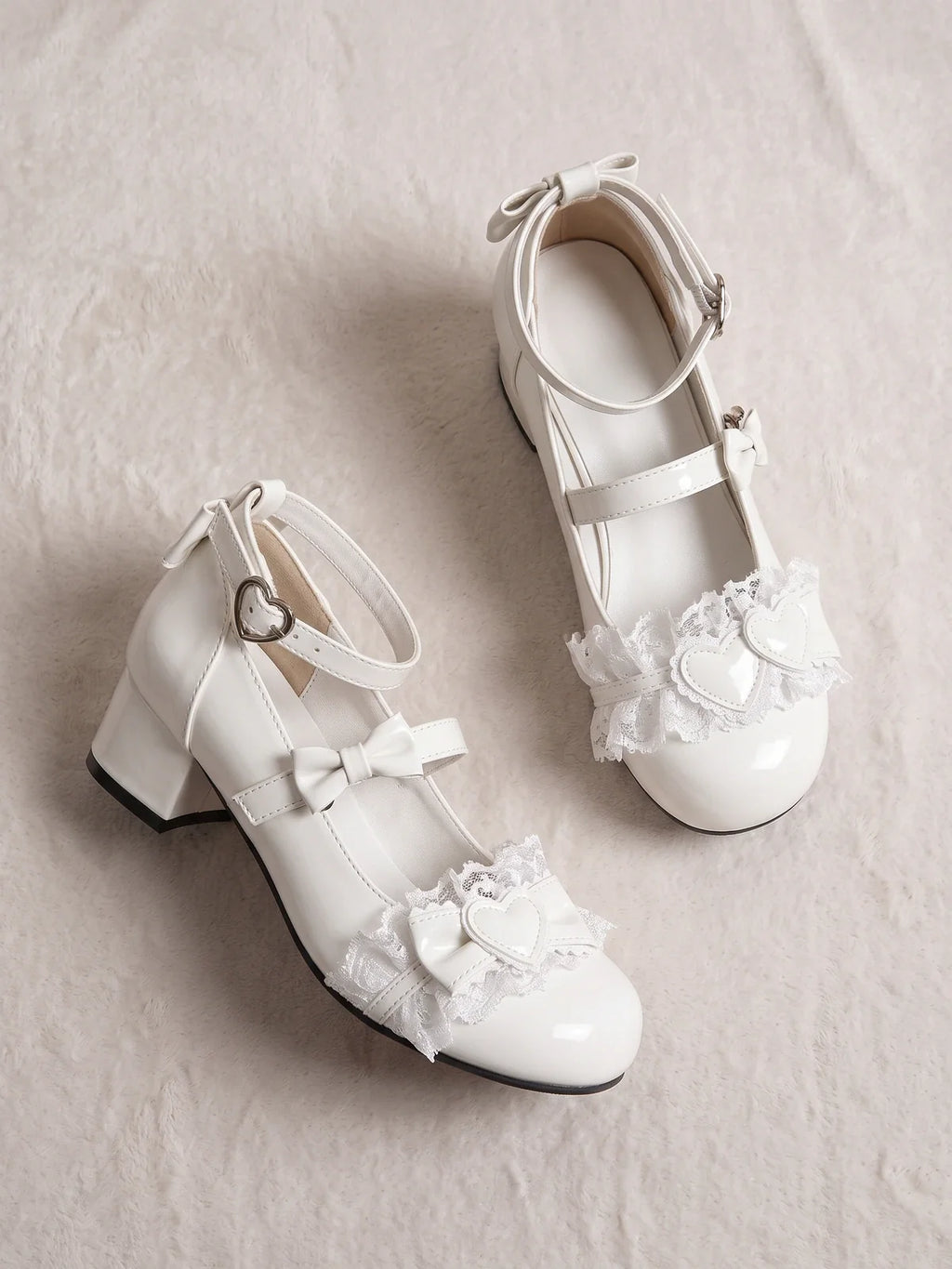 Apolline Lace Ruffle Mary Jane Heels