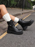 Black Vintage Buckle Boots