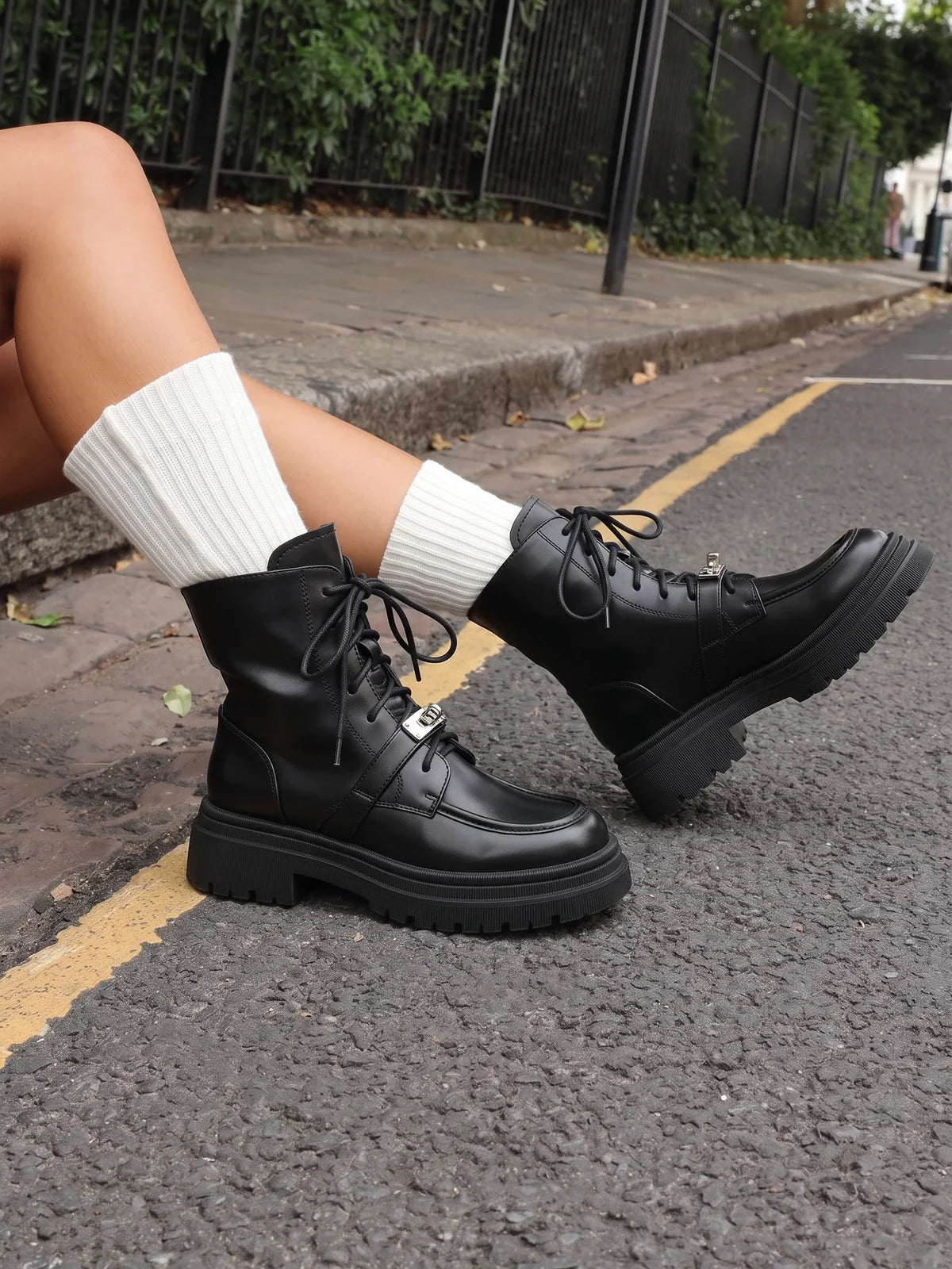 Black Vintage Buckle Boots