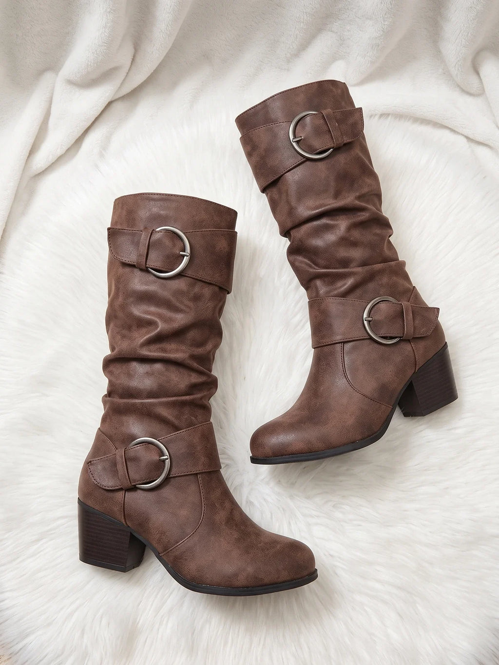 Vincenzia Slouchy Buckle Mid-Calf Boots