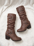 Vincenzia Slouchy Buckle Mid-Calf Boots