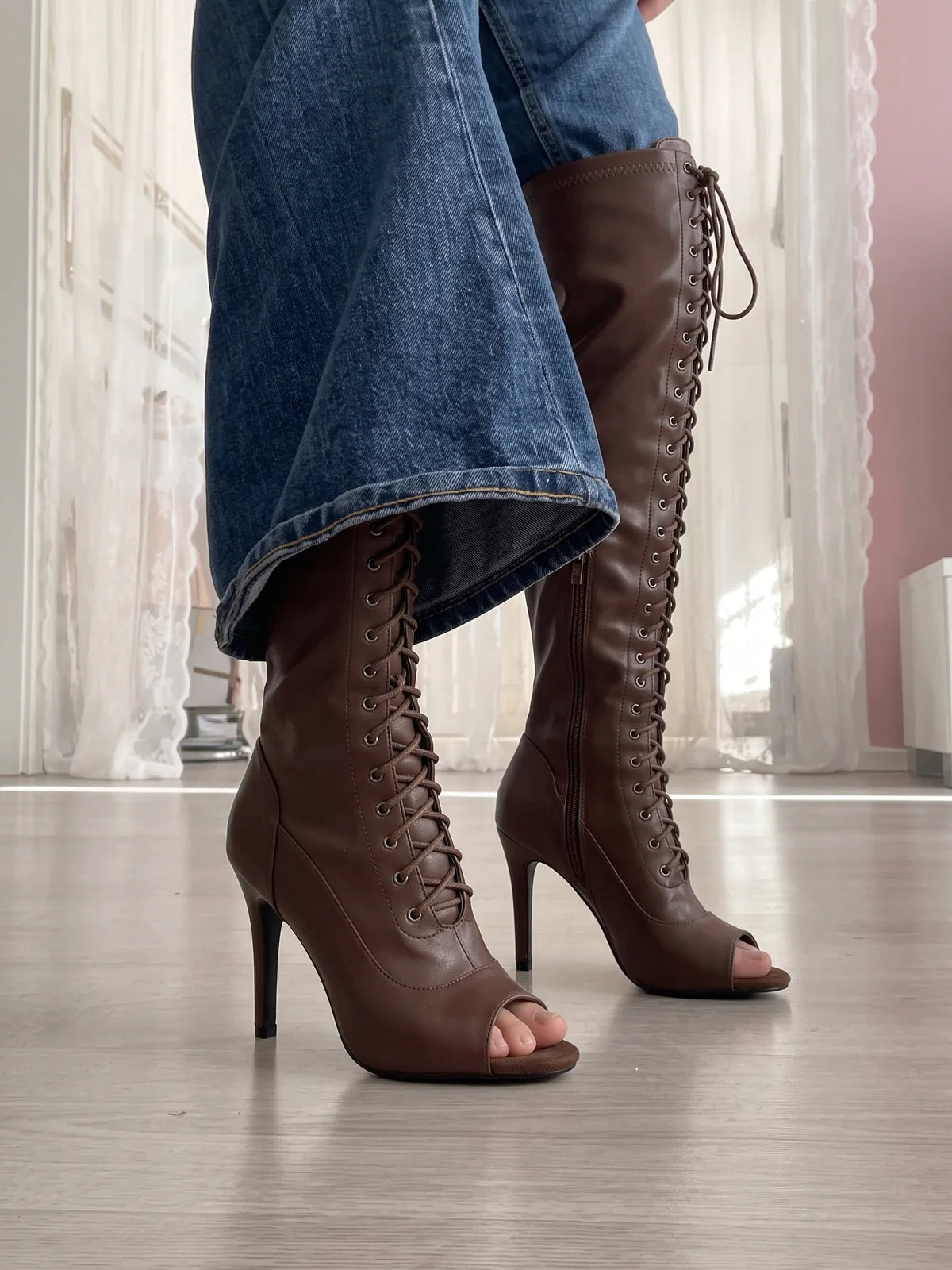 Eloise Lace-Up Thigh-High Boots