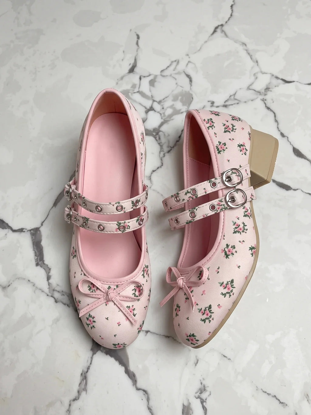 Pink Meadow Buckle Mary Janes