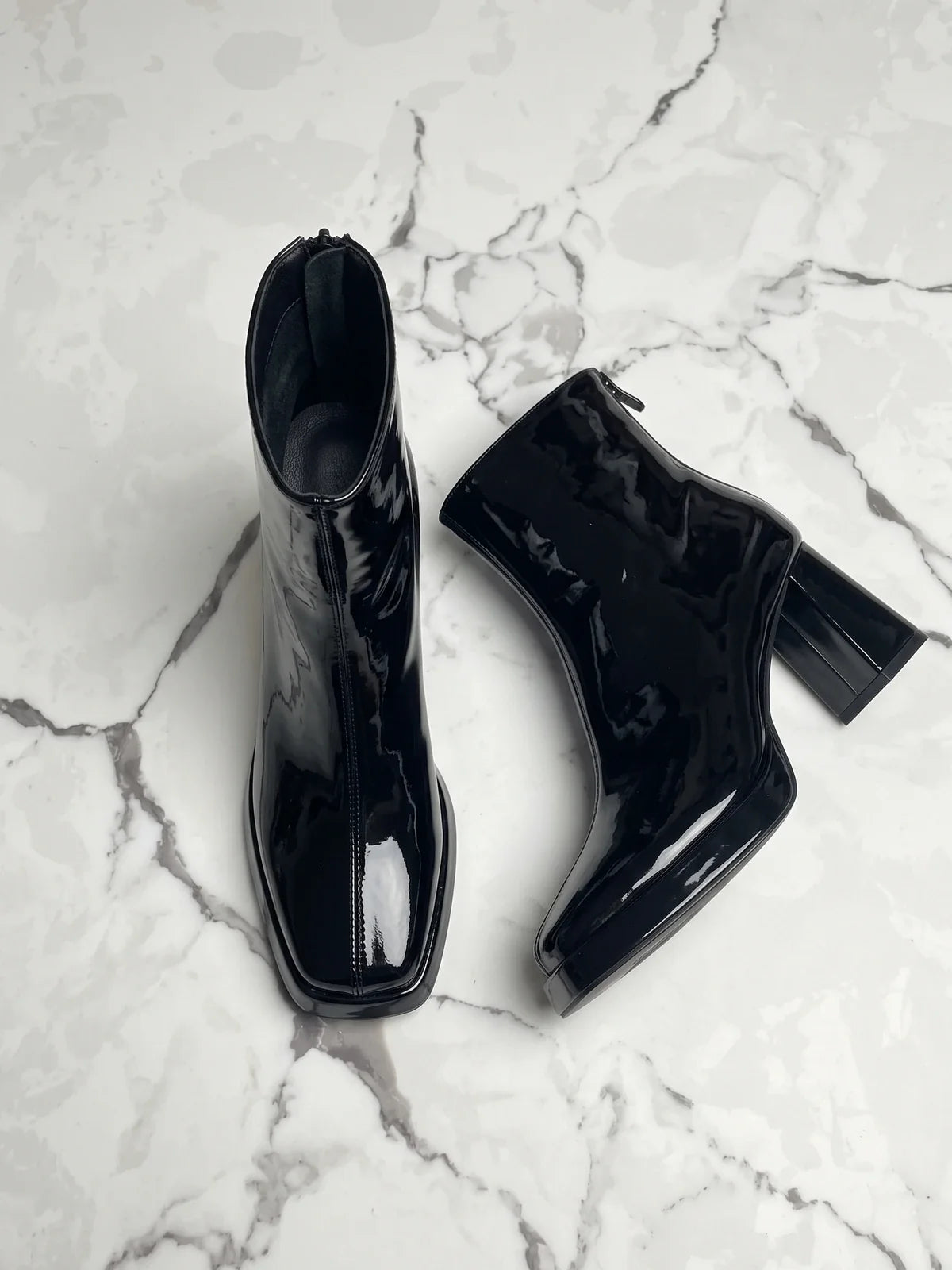 Vivant Patent Square Toe Boots