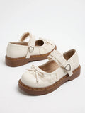 Soleil Lace Heart-Buckle Mary Jane Flats