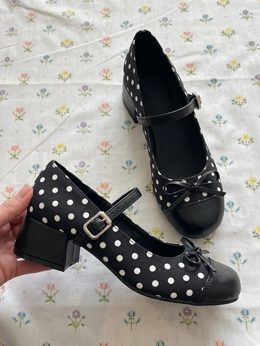 Zelinette Polka Dot Mary Jane Heels