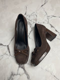 Helene Suede Bow Platform Heels