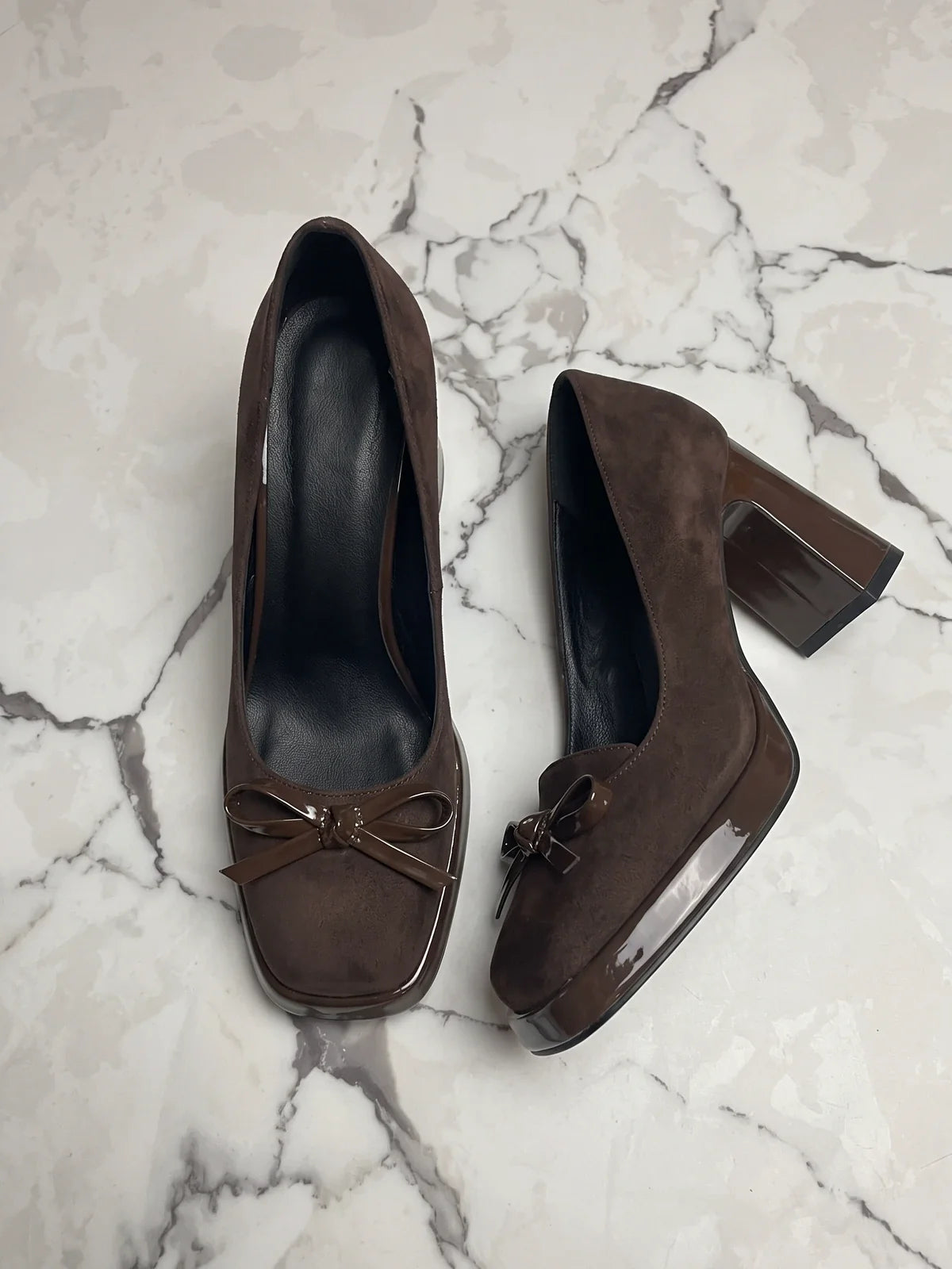 Helene Suede Bow Platform Heels