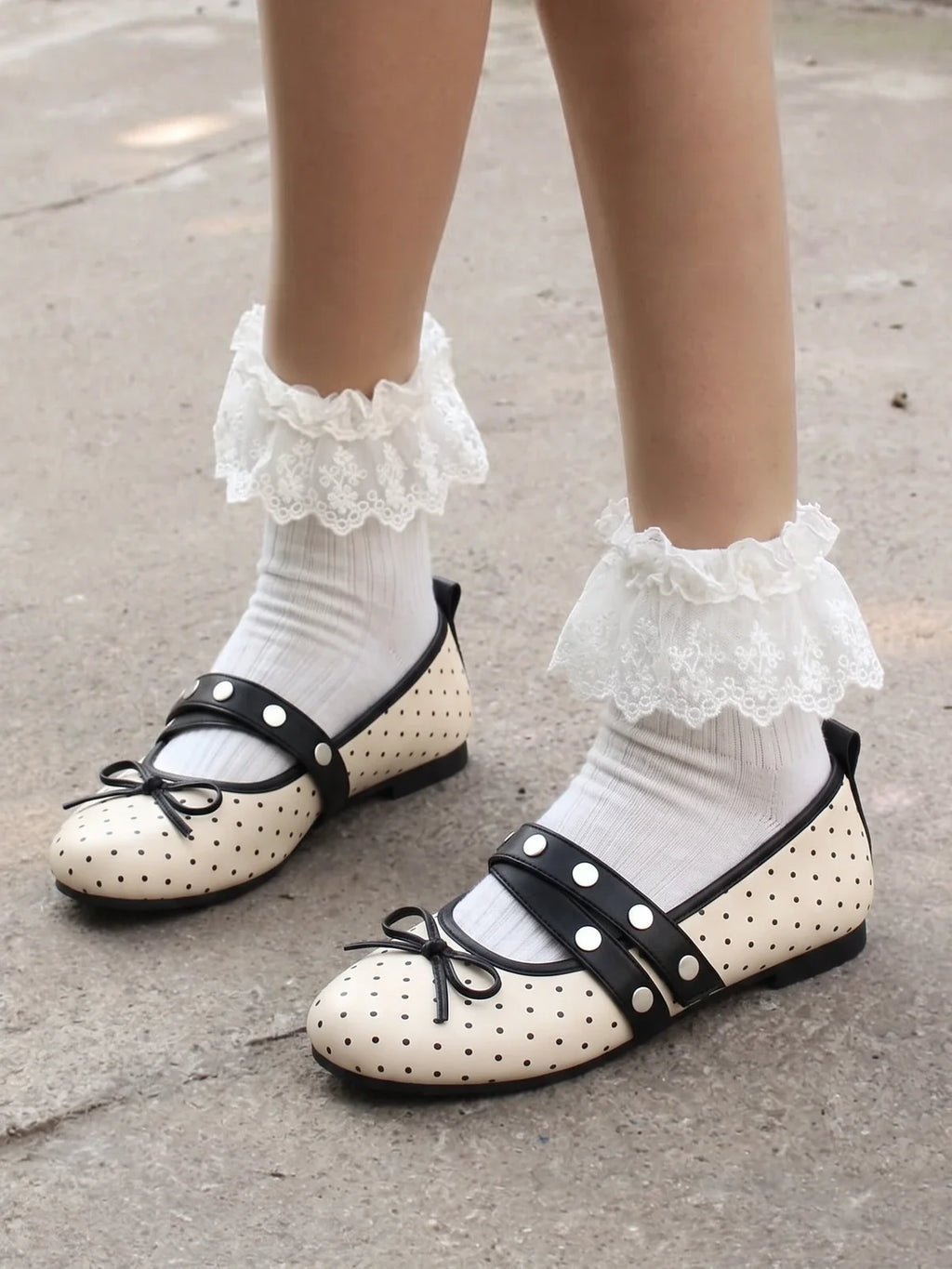 Mirettia Polka Dot Mary Jane Flats