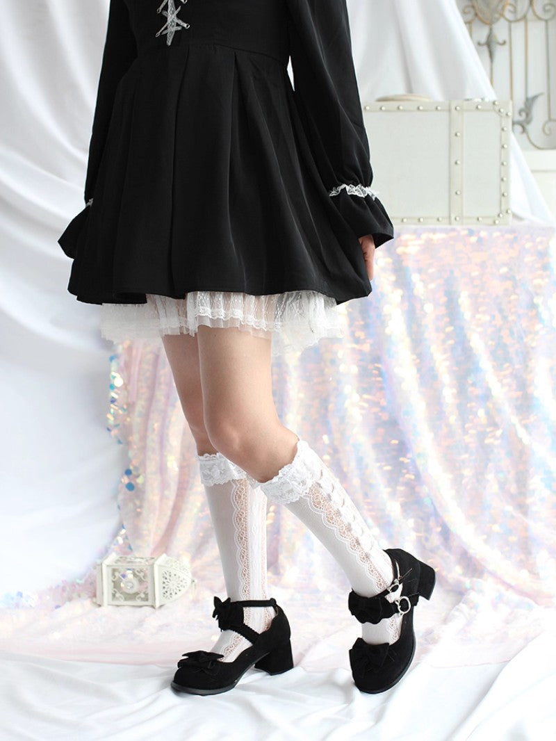 Cute Bow Mid-Heel Leather Shoes