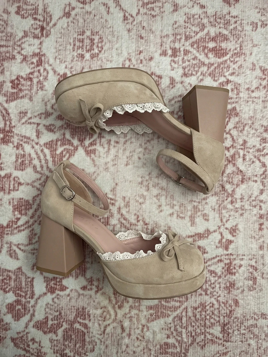 Fleurianne Lace Bow Mary Jane Heels