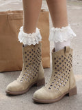Ottaviana Laser-Cut Diamond Mid-Calf Boots