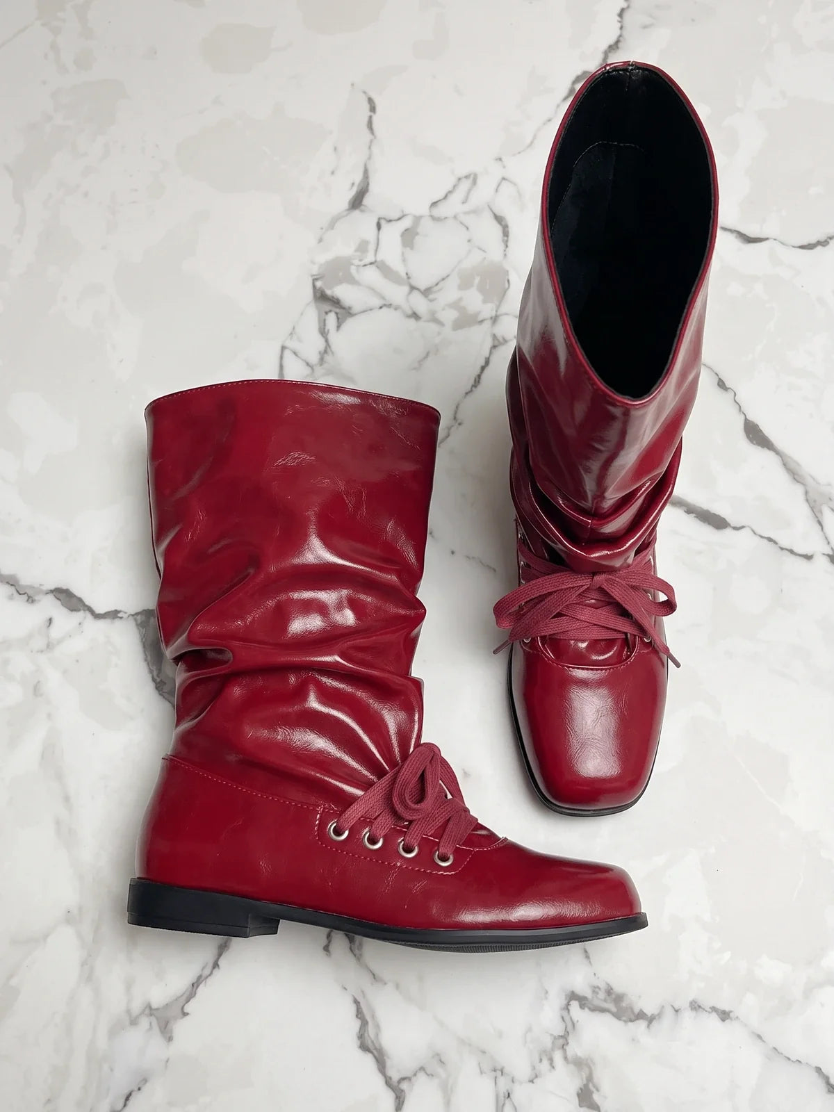 Margonne Red Patent Slouchy Boots