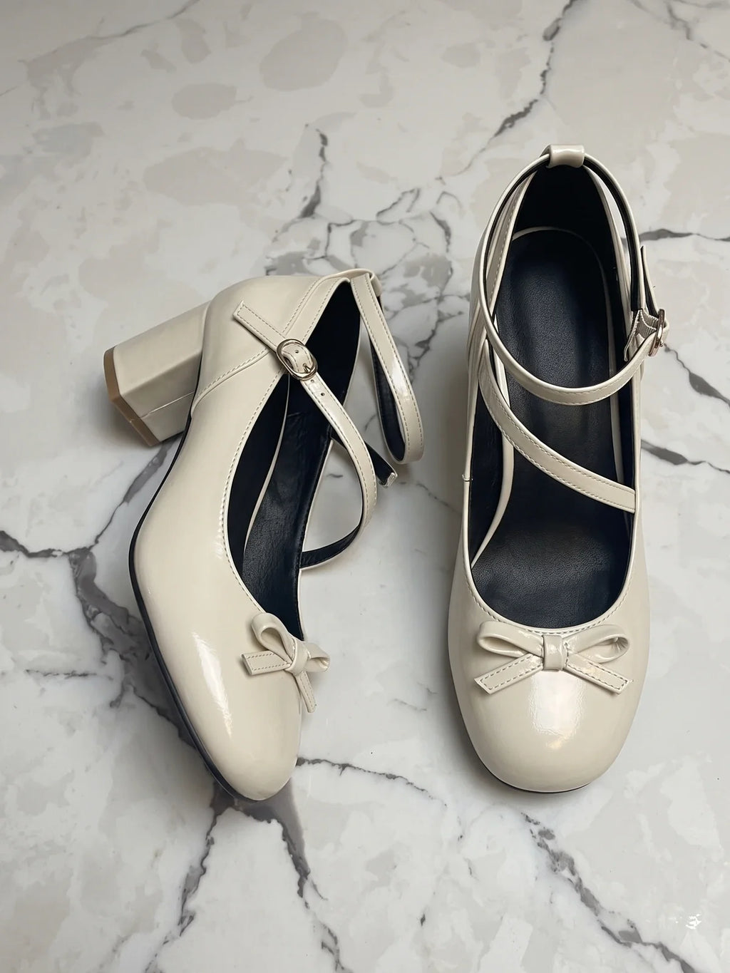 Fiorella Cream Bow Mary Jane Heels