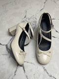 Fiorella Cream Bow Mary Jane Heels