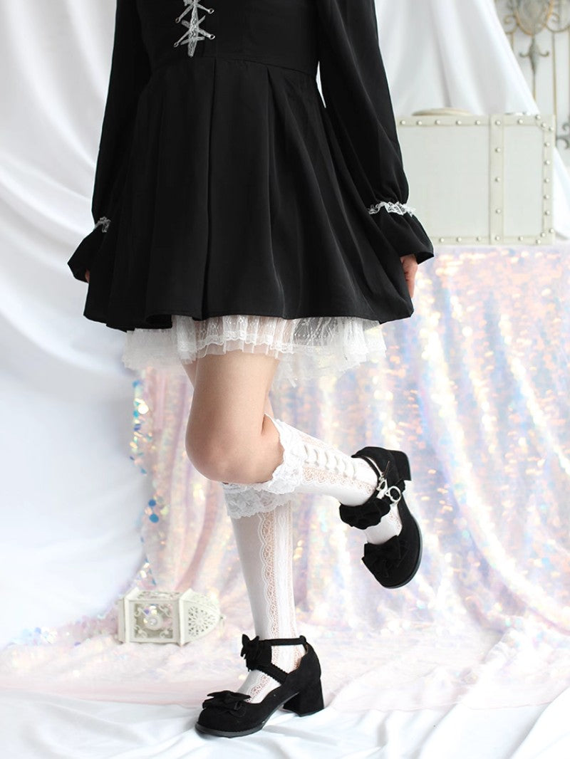 Cute Bow Mid-Heel Leather Shoes